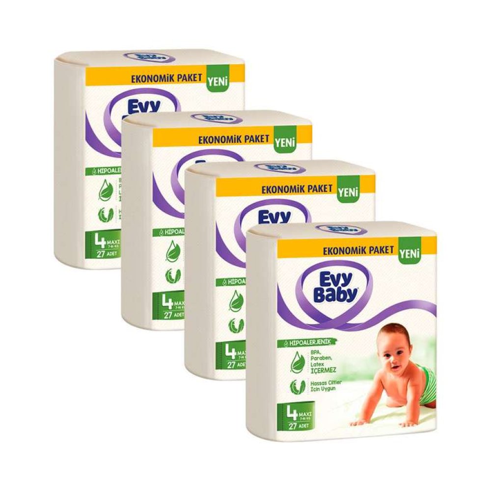 Evy Baby Baby Diapers Economic Package No:4 Maxi 4x27 Pcs