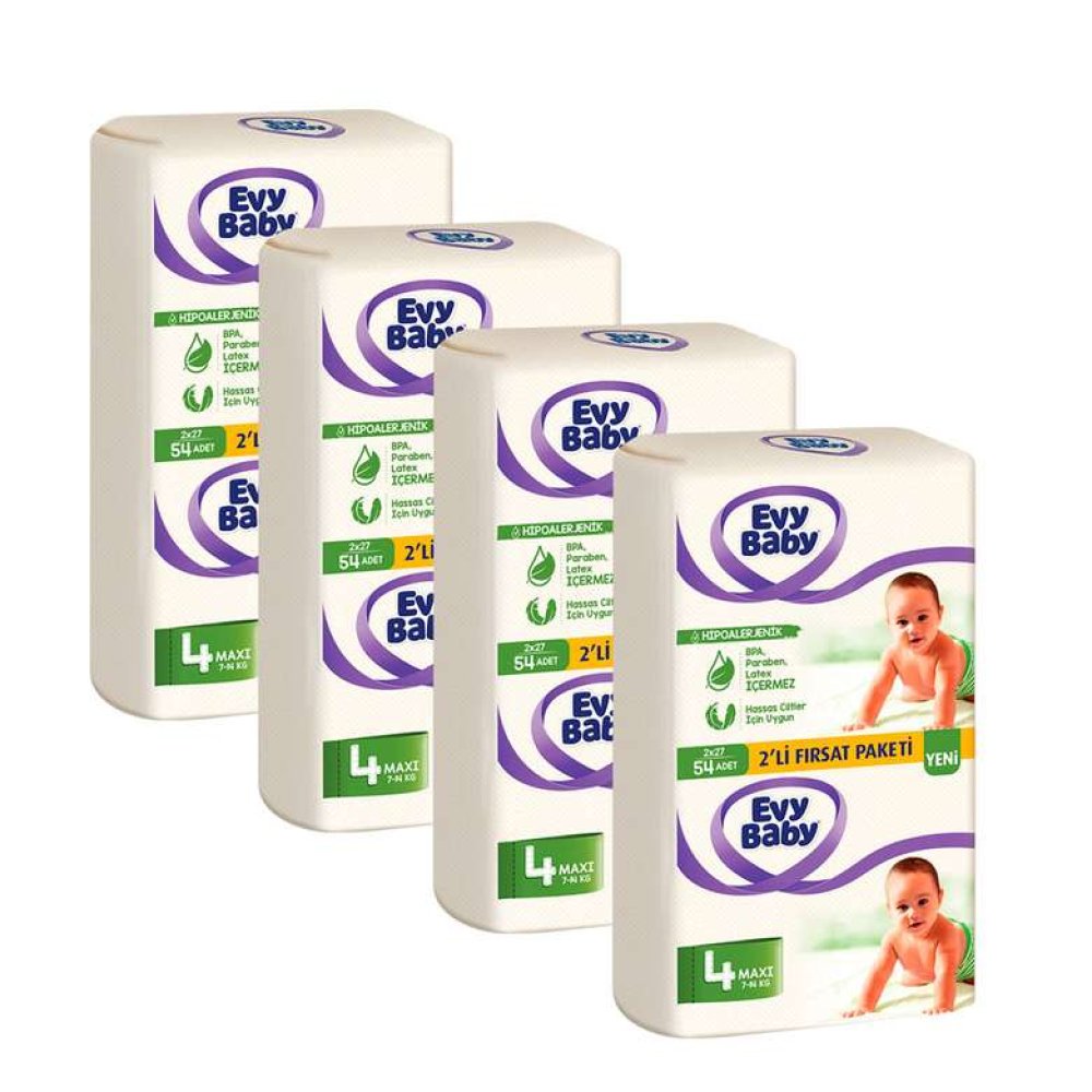 Evy Baby Diaper No:4 Maxi 2 Opportunity Package 4x54 Pieces