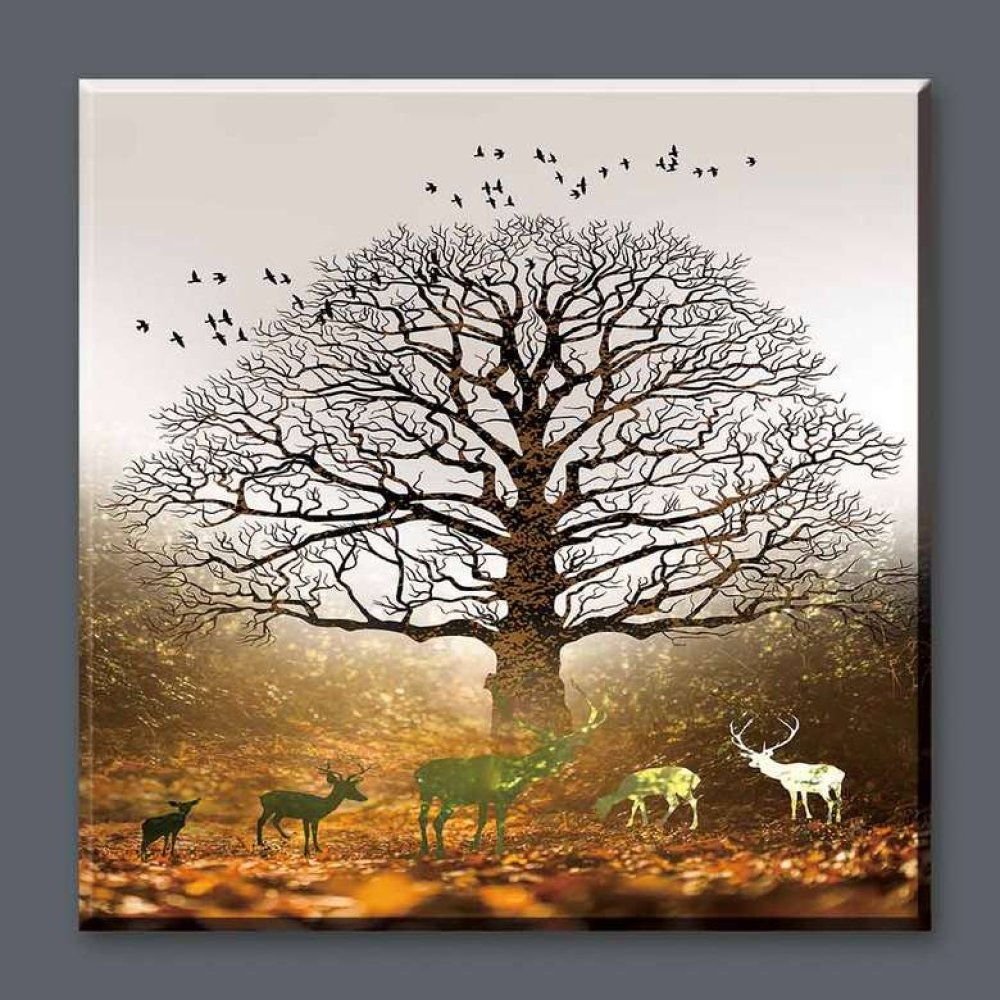 Embroidered Canvas Painting 50X50 - Wood