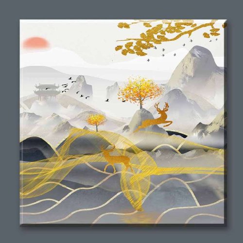 Embroidered Canvas Painting 50X50 - Nature Landscape