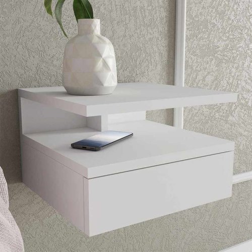 Tiamob Derya Clamshell and Shelf Bedside Table - White