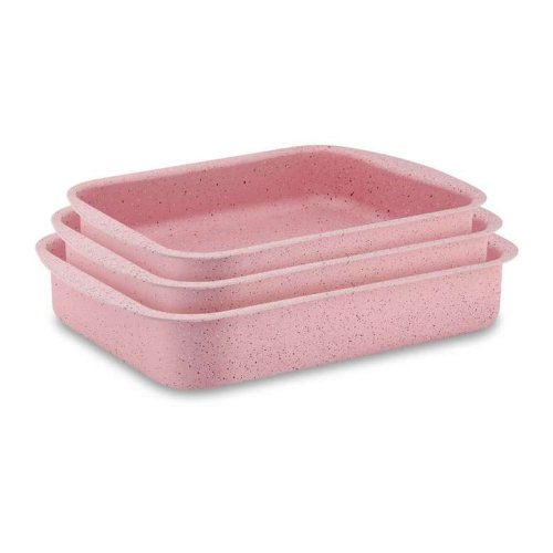 Hascevher Germanitium Granite Cornered Tray Set 3Pcs - Pink