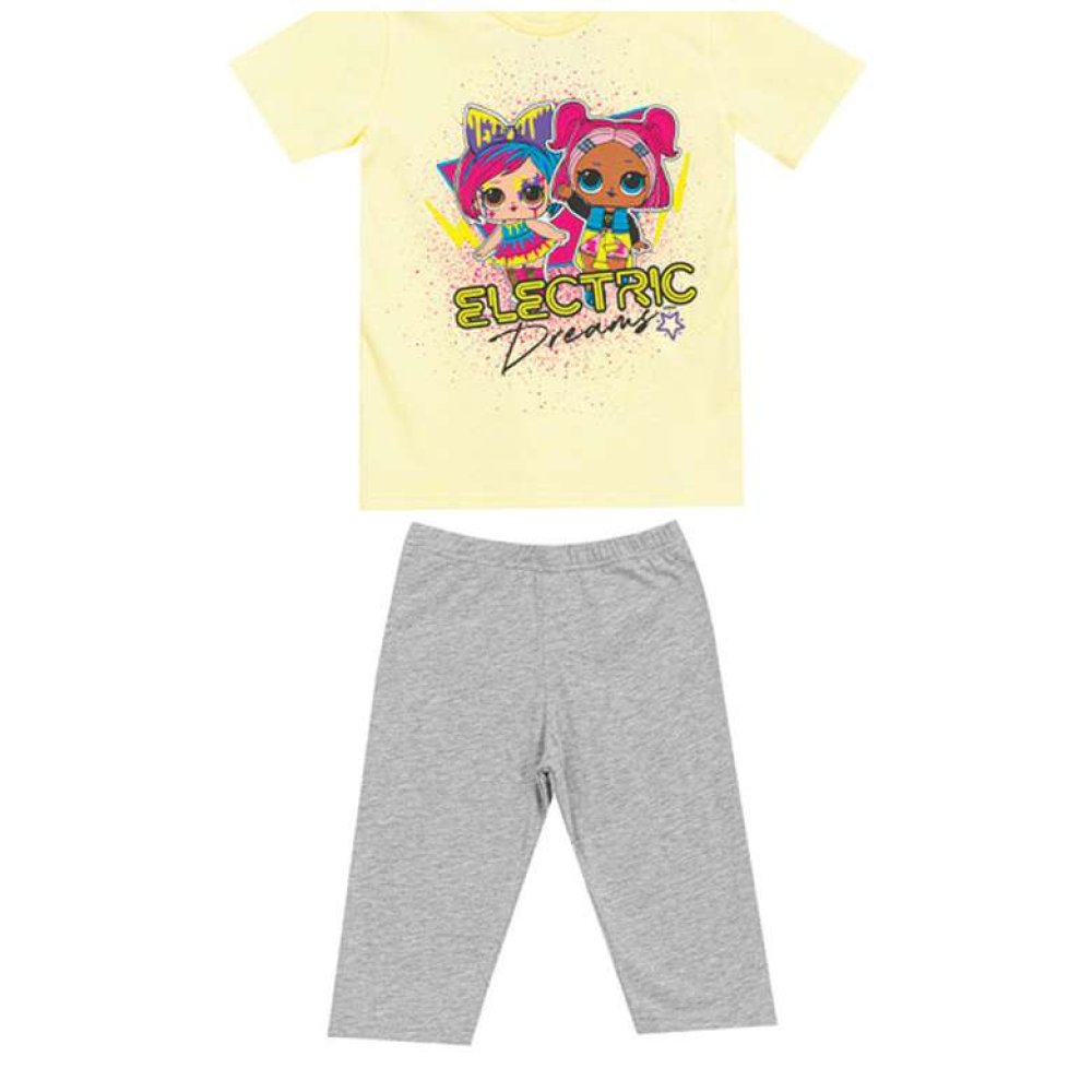 Girl's Short Sleeve T-Shirt Leggings Suit Yellow
