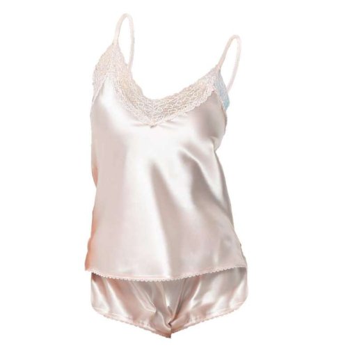 Women's Lace Satin Shorts Set Ecru