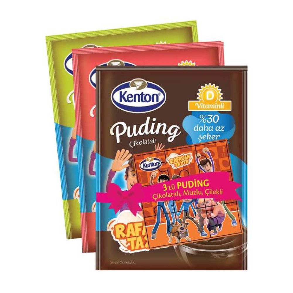 Kenton Pudding Chocolate Banana Strawberry 3x100g
